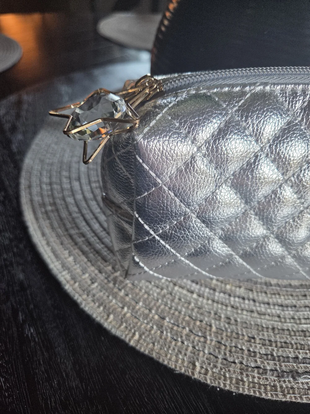 Metallic Silver Quilted and Pebbled Cosmetic Pouch Set